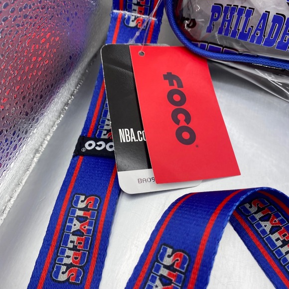 FOCO Philadelphia 76ers Sixers NBA Team Logo Stripe Clear Crossbody Bag Security - Picture 6 of 12